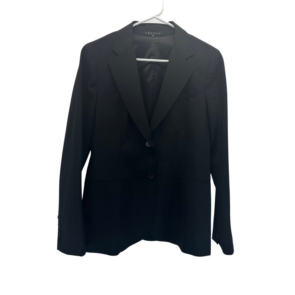 Theory Gabe 2 Stretch Wool Blazer Black 10 Business Preppy Academia